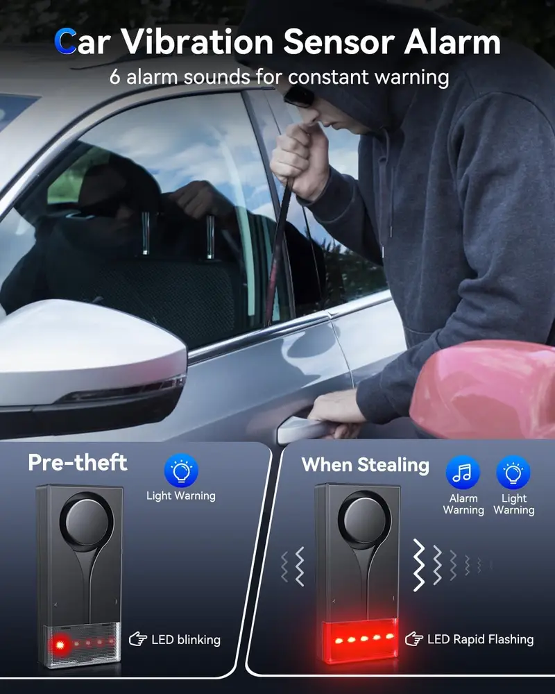 110dB Car Alarm System, Anti-Theft Vibration Alarm - View #8